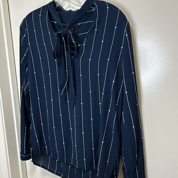 Rails - "Rhea" Stars and Stripes Necktie Blouse - Size XS, Navy Blue, White - Picture 6 of 13